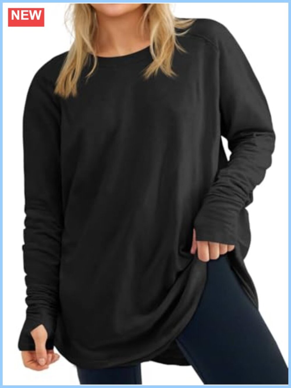 Women's Plus Size Long Sleeve Tunic Top Oversized Crew Neck Casual Tee